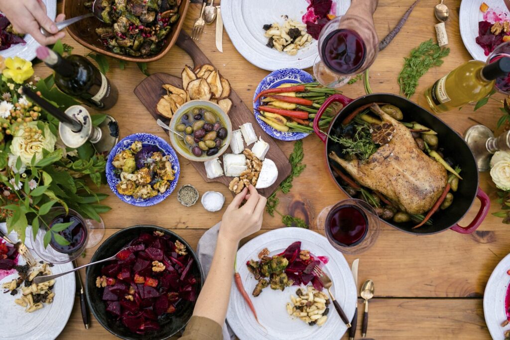 Dining table filled with local foods