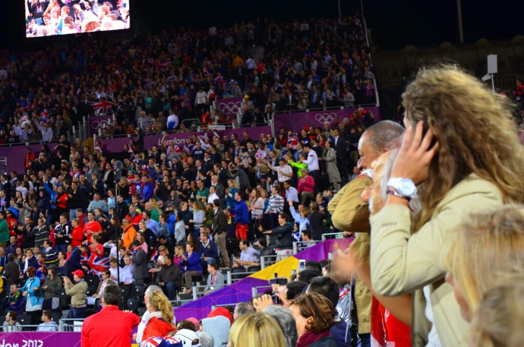 The Olympics stadium filled with spectators