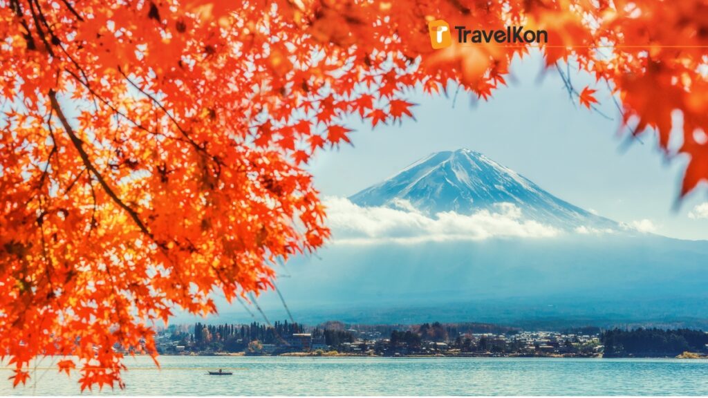 a mountain in the distance at the day trips from tokyo
