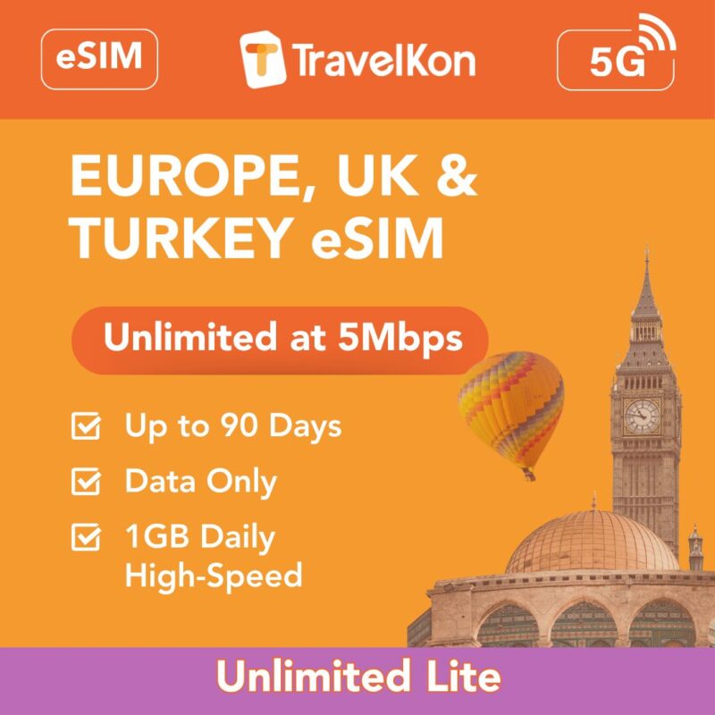 Europe UK 5G eSIM Unlimited Lite 35 Countries