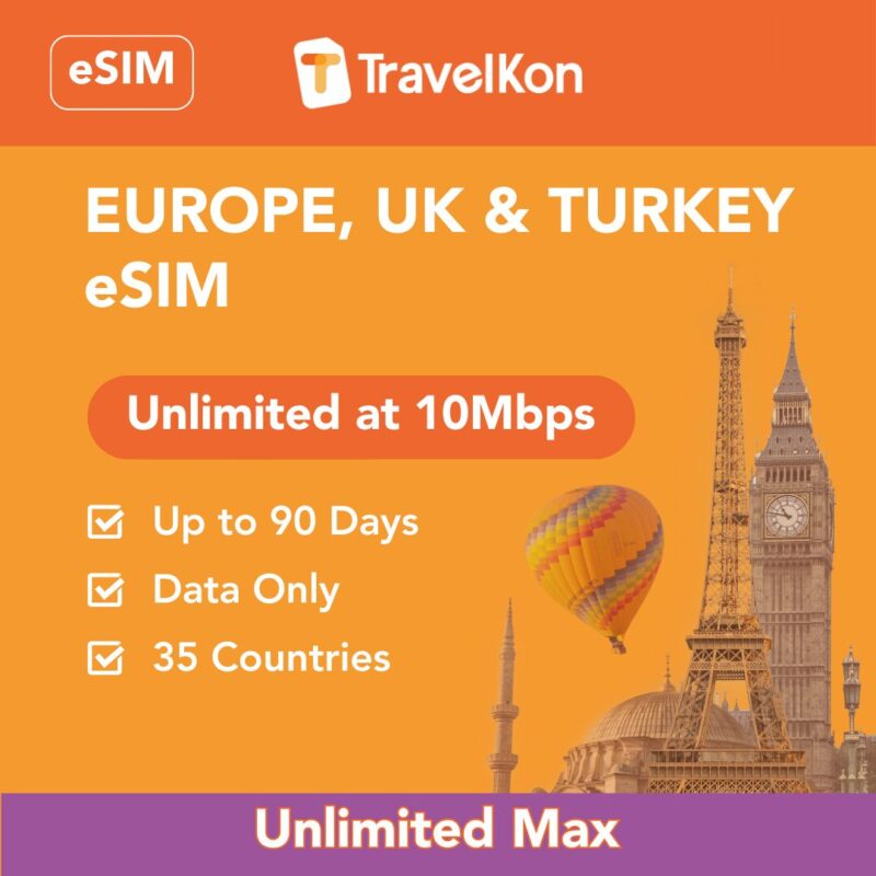Europe UK eSIM Unlimited Max 35 Countries