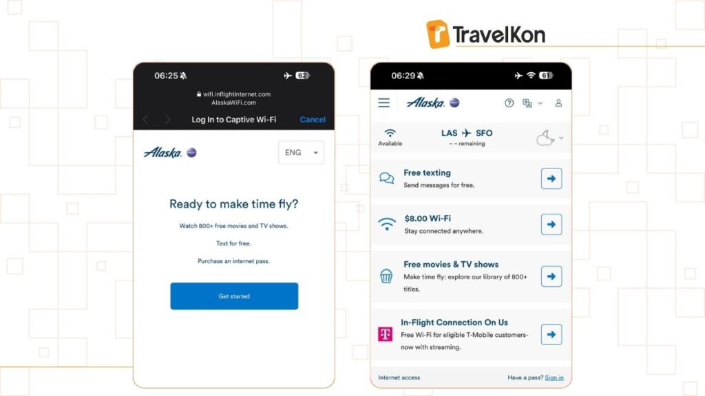 Alaska Airlines in flight wifi